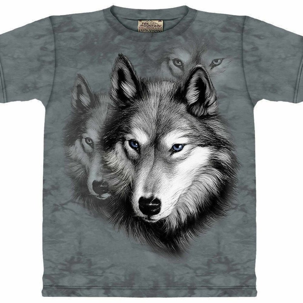 Gray Wolf Portrait Grey Wolves Pack Dog The Mountain Cotton Adult T-Shirt S-2X